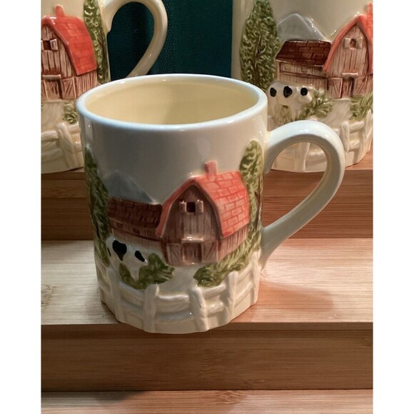 Vintage Marks & Rosenfeld Mug/Cups Set 4 Farmhouse Barn Cottage Holstein Cow - Picture 2 of 14